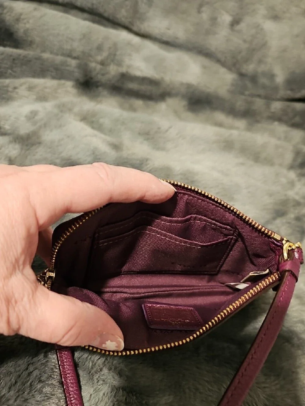 Coach Maroon Floral Wristlet with Pink & Yellow Accents